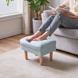 YMYNY 15.75" Small Footstool Ottoman, Footrest with Sponge Padded Seat, Step Stool for Sofa, Bedroom, Living Room, Entryway, Modern Change Shoes Stool, Wood Legs, Light Blue UHBD023BL YMYNY