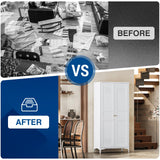 Fesbos Metal Storage Cabinet-61” Tall Steel File Cabinets with Doors and 4 Adjustable Shelves-White Steel Storage Cabinet for Home,Kitchen, School, Office, Garage Fesbos