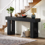 Tribesigns 63-Inch Long Console Table, Wooden Rectangular Sofa Table Behind The Couch, Farmhouse Entryway Table for Entrance, Hallway, Living Room (Black) Tribesigns