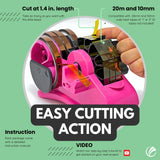 echomerx Pink Heat Tape Dispenser - Sublimation Tape Dispenser to Pre-Cut Heat Resistant Tape | Heat Transfer Tape, Fast Multi-Tape Cutter, Semi-Automatic, Manual Video & 1" Core for Scotch Tapes echomerx
