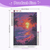 NEWENMO Beach Diamonds Painting Kits for Adults Beginner DIY 5D Sunset Scene Diamond Paint with Round Diamonds, Full Drill Gem Art Coconut Tree Diamonds Art Painting for Home Wall Decor 12x16 Inch NEWENMO