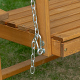 Outsunny 2 Seater Outdoor Swing Loveseat with Canopy and Hanging Chains, Patio Swing Chair, Wooden Porch Swing Glider, for Garden, Poolside, Backyard Outsunny