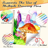 Coloring Book Set with 24-Color Acrylic Markers & Stickers, Ages 14+ Travel Sketch Book, 60 Pages 150gsm Thick Paper (7x8.3in) Spiral Bound Art Supplies Prudiut