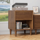 Alohappy Nightstand Set of 2, Mid Century Modern Nightstand, Wood Fluted Bedside Table with Drawer and Storage for Bedroom, Side Table, Accent Table, End Table for Living Room, Brown, 2pcs Alohappy