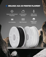 Inslogic ASA Filament 1.75mm, UV & Weather Resistant 3D Printer Filament, High-Strength & Heat-Resistant, Smooth Printing with Low Warping, Ideal for Outdoor Use, 1kg (2.2lbs) Spool, White Inslogic