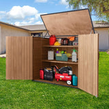 Joyqinchen Outdoor Storage Shed with Strong Metal Frame, Wooden Garden Sheds with Adjustable Shelves and Removable Floor, Weatherproof Outdoor Trash Can Shed, Horizontal Storage Cabinet for Patio Joyqinchen