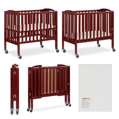 Dream On Me 2-in-1 Folding Birch Portable Crib, Cherry