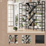 INNOD 70x70” Triple 5 Tier Book Shelf, Large Wooden Bookcase with 17 Open Display Shelf, Modern Tree Bookshelf Metal Frame Tall Book Case Furniture for Living Room Bedroom Home Office Black INNOD