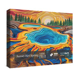 Sunset National Parks Puzzles for Adults 1000 Piece Nature Puzzles, Colorful Yellowstone Landscape Jigsaw Puzzle, Beautiful Hot Spring Scenic Plant Puzzle BBOLDIN