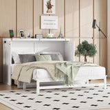 KEIKI Queen Size Cabinet Murphy Bed with Charging Station and Drawers, Multiple Storage Foldable Hideaway Wall Murphy Bed Frame with Solid Slat, No Box Spring Needed, Easy Assembly, for Bedroom, White KEIKI