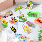 Saillong 20 Pcs Spring Diamond Painting Magnets Flower Butterfly Bee Gnomes Sunflower Diamond Art Magnets Kits Refrigerator Magnetic Stickers for Fridge Home Adults DIY Crafts Saillong