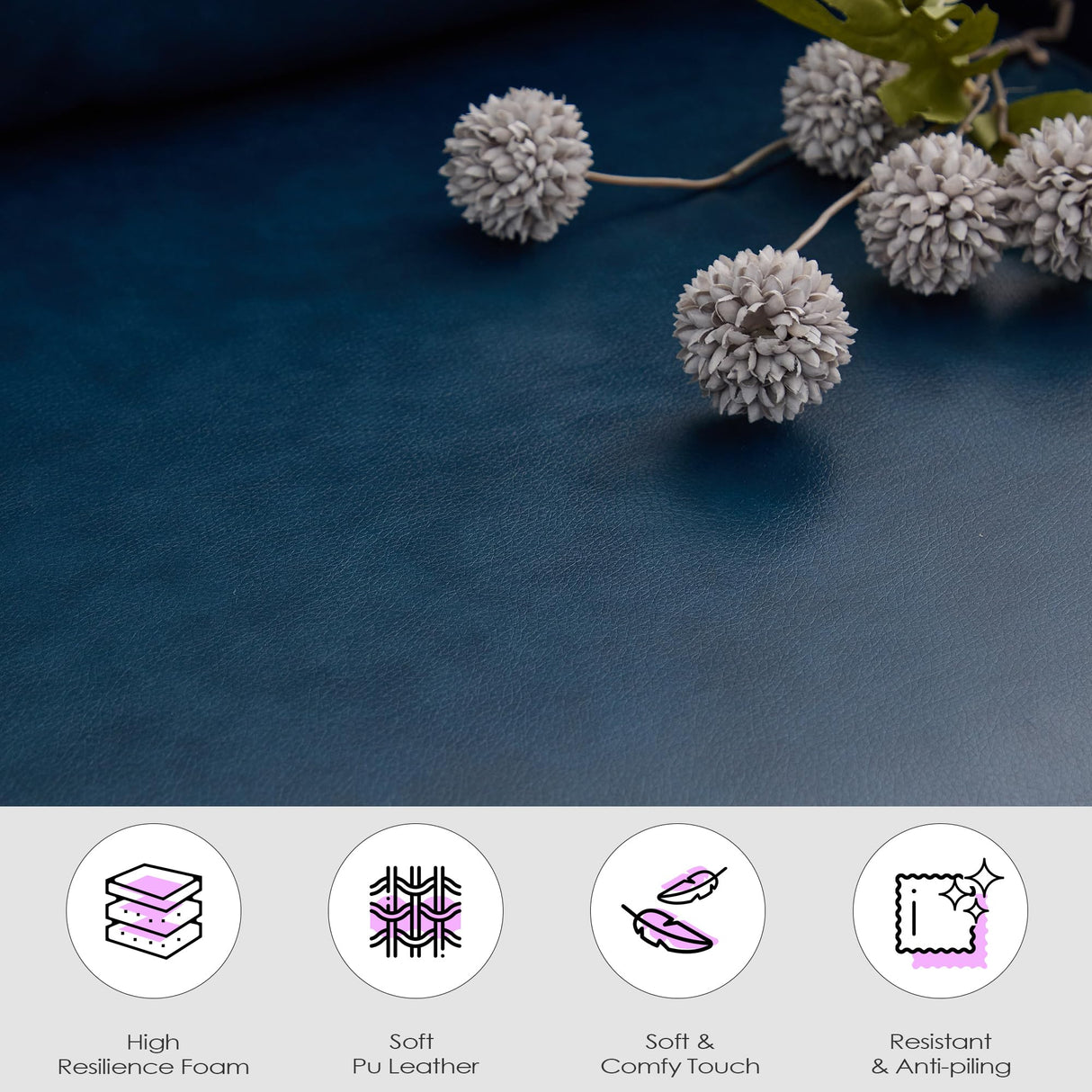 TYBOATLE Accent Chairs Set of 2, Faux Leather Chairs, Mid Century Modern Comfy Living Room Chairs, Cozy Office Reading Chair, Reception Armchairs for Office, Bedroom, Waiting Room (Blue) (1) TYBOATLE