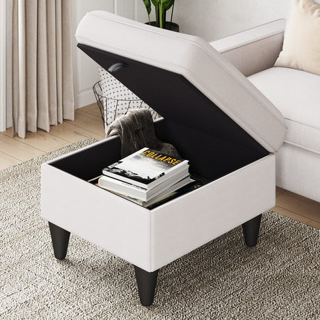 Lonkwa Convertible Sectional Sofa Couch L-Shaped Couch with Storage Ottoman, Beige Couches for Living Room, 3-Seat Sectional Sofas for Living Room/Bedroom/Office/Small Space Lonkwa
