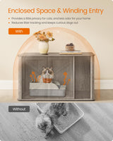 Feandrea Litter Box Enclosure, Modern Cat Litter Box Furniture Hidden, with Front Entry, Double Doors, Handles, Cat House, Side End Table, 33.5 x 19 x 19.5 Inches, Heather Greige UPCL012G01 Feandrea