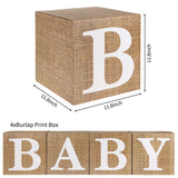 RUBFAC Baby Boxes with Letters for Baby Shower, 4pcs Rustic Farmhouse Style Boho Balloon Boxes with Burlap Grain for Birthday Gender Reveal Decoration Backdrop Photo Props rubfac