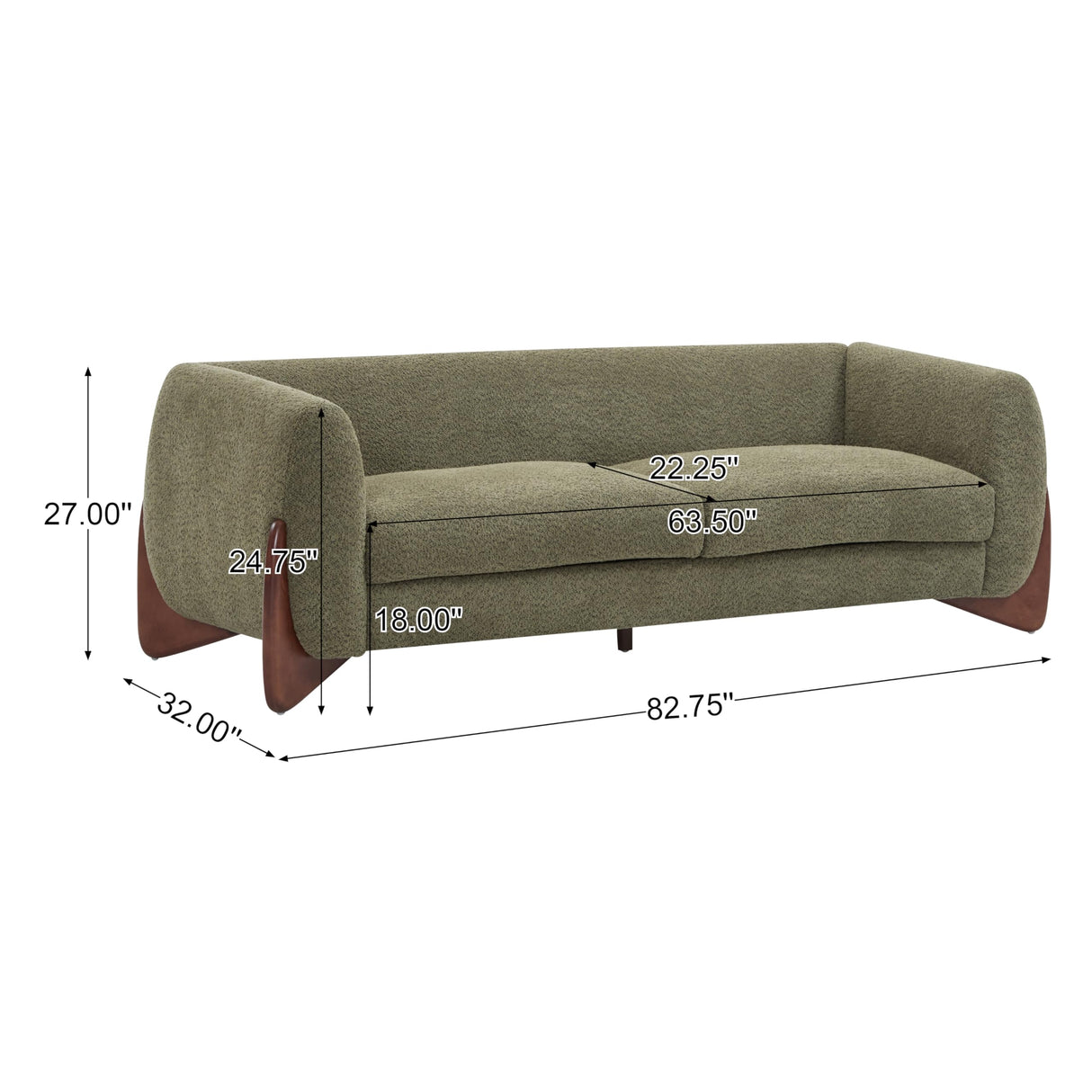 Christopher Knight Home Almab 82 Inches Sofa Couch, Cozy Boucle Upholstered 3-Seater Sofa, Wood Frame Couch, Comfy Couches for Living Room and Office, Modern Soft Plush Sofa, Olive Green Christopher Knight Home