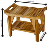 EcoDecors, 24 inch, Natural Wood, Teak Shower Bench, Shower Stool Wood, Wood Shower Chair, LiftAide Arms, Bathroom Bench Seat, Shower Bench Waterproof EcoDecors
