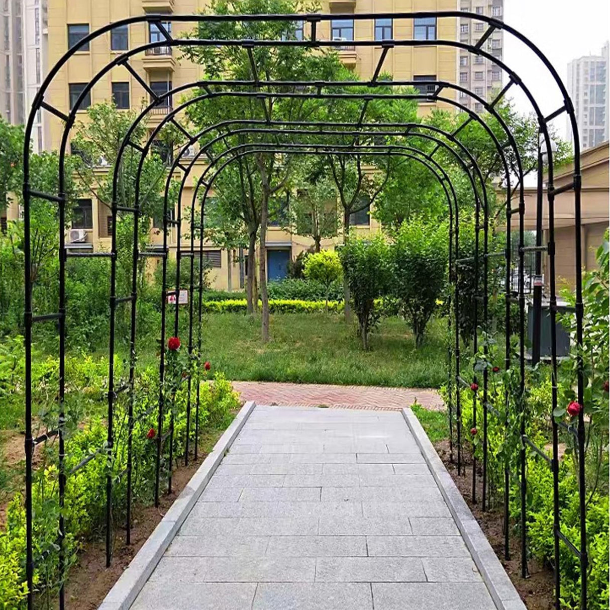 BUKLIYN Garden Arch Trellis - Length: 126in, Height: 94.5in Garden Arch Arbor Trellis for Climbing Plants Outdoor - Garden Arch for Lawn, Party, Ceremony Wedding Decoration BUKLIYN