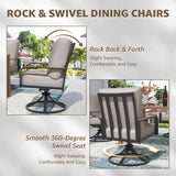 NATURAL EXPRESSIONS 5 Piece Outdoor Patio Dining Sets, 4pcs Swivel Dining Chairs & Square Woodgrain Dining Table with 1.65”Umbrella Hole for Lawn, Garden, Deck, Backyard and Porch NATURAL EXPRESSIONS