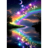 Lxmsja Moon Diamond Art Kits for Adults, Starry Night DIY Full Drill Diamond Painting Kits for Beginners, 5D Gem Art Crafts for Adults, Home Wall Decor 12x16 inch Lxmsja