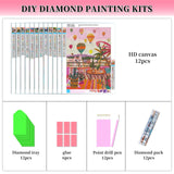 FFPTBNYX 12 Pack Diamond Art Kits for Adults 5D Diamond Painting Kits for Beginners DIY Full Drill Round Diamond Dots Gem Art Painting by Numbers Crafts Home Wall Decor Gifts 12x16 Inch FFPTBNYX