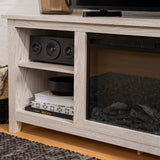 Walker Edison Wren Classic White Wash TV Console for 65 + Inch Television Fireplace Entertainment Center, 58 Inch Walker Edison