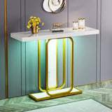 Tribesigns Modern Gold White Console Table with LED Lights, 41.3 Inch Entryway Hallway Foyer Accent Table with Faux Marble Veneer for Living Room, Entrance Tribesigns
