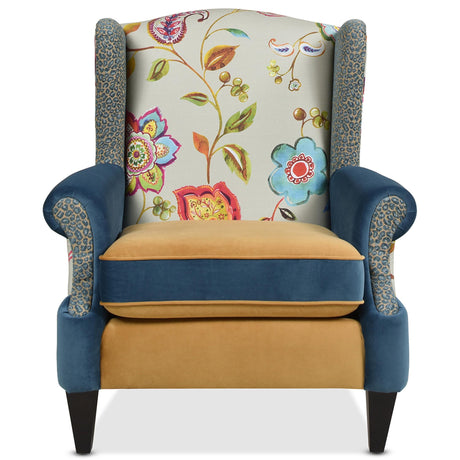 Jennifer Taylor Home Anya Eclectic Floral Patchwork Boho Chic Wingback Large Living Room Lounge Accent Arm Chair Jennifer Taylor Home
