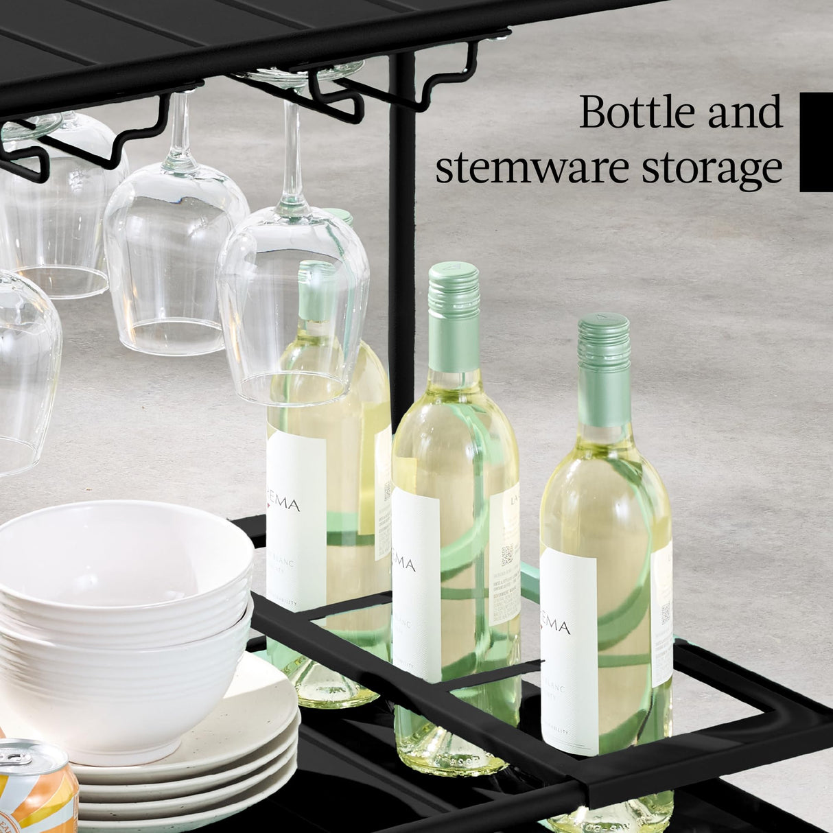 Best Choice Products Outdoor Mobile Patio Bar Cart, Home Bar Serving Cart, BBQ Side Table w/ 2 Tier Storage, Wine Rack, Lockable Wheels - Black Best Choice Products