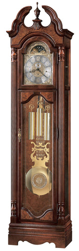 Howard Miller Gorman Grandfather Clock II, Analog Display Wooden Touch Finish with Arabic Numerals & Swan Neck Pediment- Auto Single Chime Movement, Durable Timepiece for Home Decor & Office Howard Miller