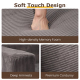 Convertible Sofa Bed, 3 in 1 Loveseat Folding Couch Bed Foldable - Boneless Couch & Floor Futon Sleeper, Corduroy Pull Out Sofa Bed with 4 Pillows for Living Room, Grey cidludto