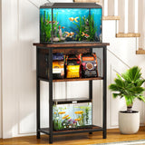 BSONE 5-10 Gallon Fish Tank Stand, Small Aquarium Stand Shelf, 0.71" Thickened Tabletop, 20.5" W×11" D ×34.3" H , Rustic Brown BSONE