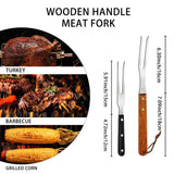 Ponpon 2Pcs Meat Forks Stainless Steel Carving Fork with Wooden Handle Barbecue Fork for Cooking Kitchen (2) Ponpon