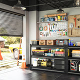 SDXYSTCE 48" W Garage Shelving Heavy Duty, 1500LBS Loads Shelving Units and Storage Racks, 3-Tier Metal Garage Storage Shelves, Industrial Utility Shelf Heavy Duty,48" Wx16 Dx39 H, Black SDXYSTCE