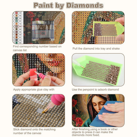 CEOVR Virgin Mary Diamond Painting Kits for Adults, Nativity Diamond Art Dots 5D Full Drill DIY Gem Art, Adult Crafts Kits Arts and Crafts, Wall Decor for Home Office 12x16in CEOVR
