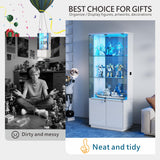 Lvifur 71” Glass Display Cabinet with Lights, Modern Curio Cabinet Display Cases for Collectibles, Locking Cabinet with Shelves & Drawers, Tall Bookcase with Human Body Sensor for Living Room (White) Lvifur