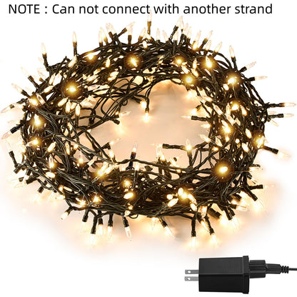 JEWHUN F3 170 FT 500 LED Christmas Lights Indoor,Warm White Christmas String Lights for Outside, Green Wire Plug in Outdoor String Lights,Christmas Tree Lights for Halloween Party Wedding