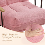 VECELO Wide Rocking Chair Nursery, Oversized Upholstered Teddy Fabric Modern Glider Rocker with High Backrest for Living Room & Bedroom, Large Size, Pink VECELO