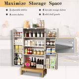 HOLTICO 45'' Storage Cabinet with Doors and Adjustable Shelves,Food Pantry Cabinet for Kitchen,Dining Room,Living Room and Garage,Gold Lines and Legs, White. HOLTICO