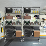 BolDuck 6 Tier Storage Shelves with Wheels, 2100lbs Capacity Heavy Duty Shelving Units, 14x36x75inch Adjustable Metal Shelf Wire Shelving Rack for Garage, Kitchen, Office, Black BolDuck