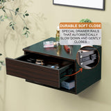 Wall Mounted Floating Night Stand - Wall Mounted Floating Nightstand with Drawer for Dorm & Bedroom, Cute Natural Wood Bedside Shelf & Desk, Storage Table with Soft Close Rails, Shelve for Decor Speed Wagon Foundation