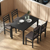 HOMCOM 5-Piece Dining Table Set for 4 with Solid Wood Frame, Farmhouse Kitchen Table Set with 4 Upholstered Padded Chairs for Small Space, Dining Room, Breakfast Nook, Black HOMCOM
