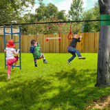 Slsy Ninja Warrior Obstacle Course for Kids, 50FT Durable Ninja Slackline Kit with 8 Complete Accessories, Playset Equipment with Swing, Climbing Net, Ladder & Monkey Bars (8 Obstacles) Slsy