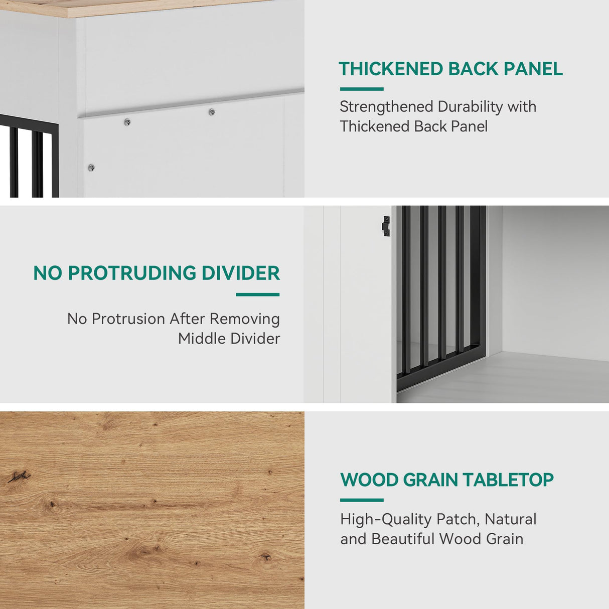 YITAHOME 60" Wooden Dog Crate Furniture with Removable Divider & Storage Drawers, Double Door Kennel with Locks for Medium and Large Dogs, Multi-Functional Dog Crate End Table for Indoor use, White YITAHOME