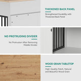 YITAHOME 60" Wooden Dog Crate Furniture with Removable Divider & Storage Drawers, Double Door Kennel with Locks for Medium and Large Dogs, Multi-Functional Dog Crate End Table for Indoor use, White YITAHOME