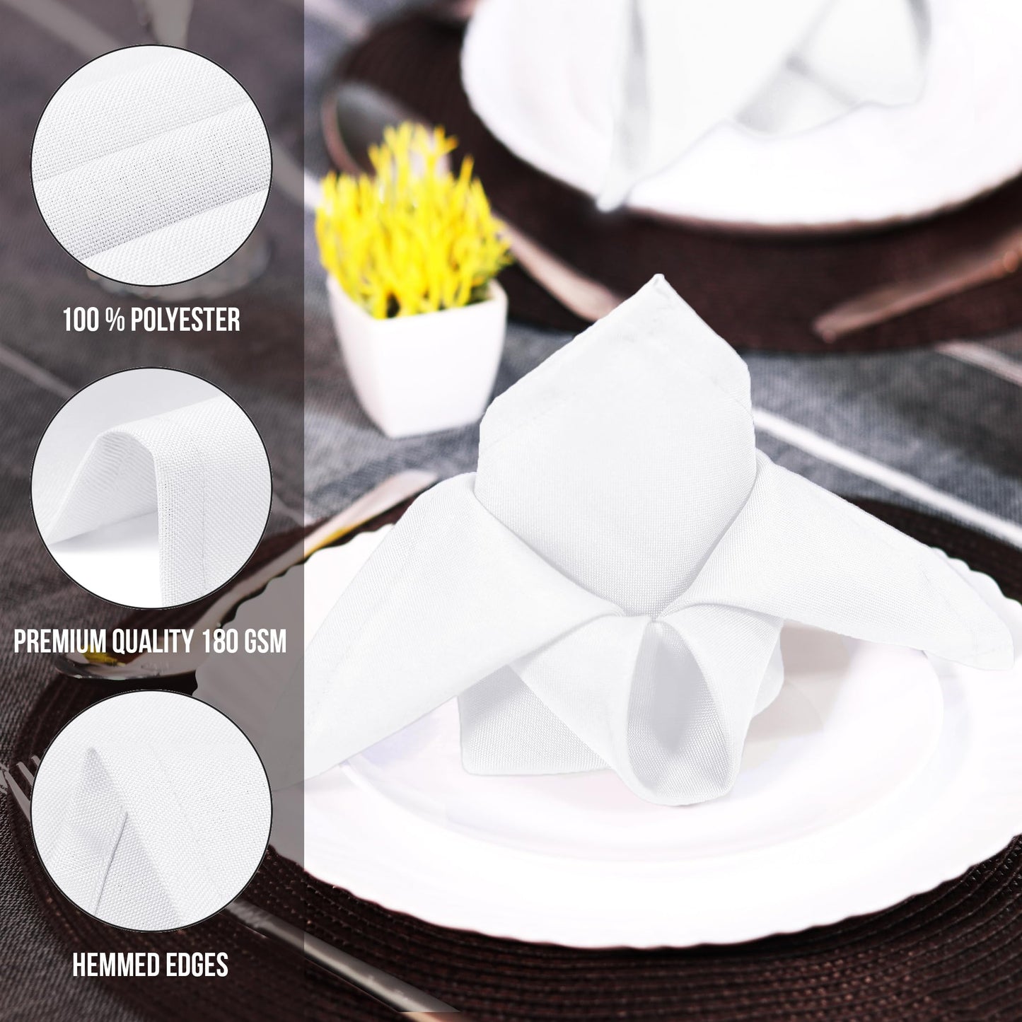 Utopia Home White Cloth Napkins (12 Pack, 20x20 Inches), Ideal Dinner Napkins for Party, Wedding and Lunch/Dinner