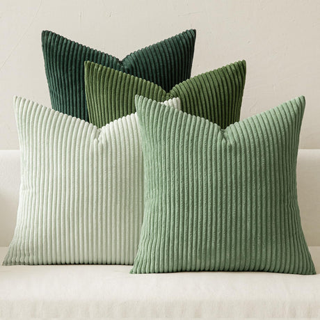 MIULEE Boho Farmhouse Sage Green Throw Pillow Covers 18x18 Inch Set of 4 Mordern Nordic Cushion Covers Soft Corduroy Christmas Home Decor for Couch Bed Sofa Living Room Forest Green MIULEE