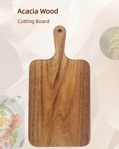 ZeQi Acacia Wood Cutting Board with Handle 13.7''X7'' / Charcuterie Board/Serving Board/Cheese, Bread, Vegetables & Fruits Serving Board (Rectangular) - WoodArtSupply