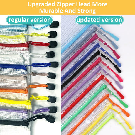 YOPCDJ 12pcs Mesh Zipper Pouch Bags, A4 Puzzle Bag (12 Colors, 12 Packs) for Organizing, Classroom Must Have Storage Bag, File Bags for School, Board Games and Office Supplies YOPCDJ