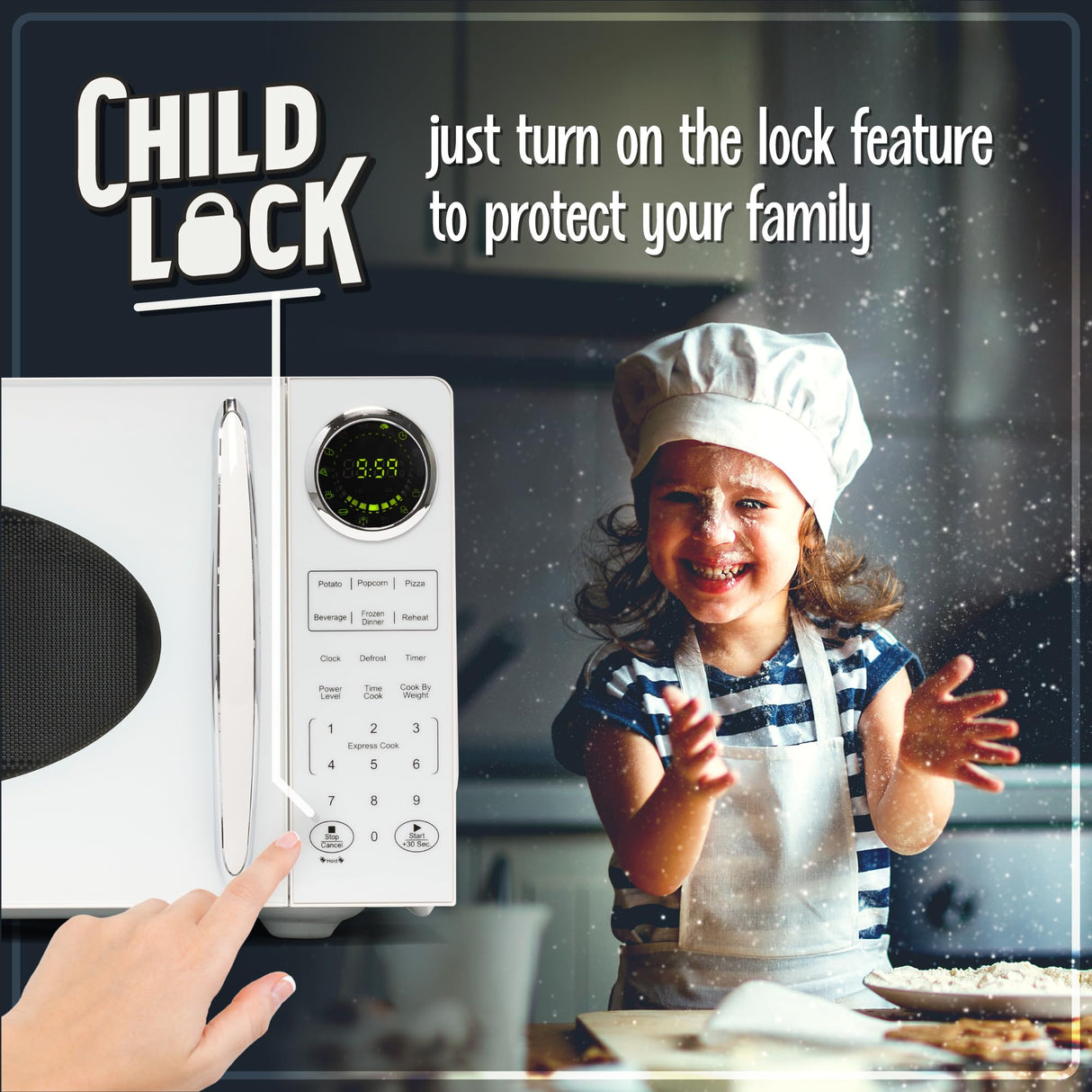 Nostalgia Modern Retro Countertop Microwave Oven - 900-Watt - 0.9 cu ft - 12 Pre-Programmed Cooking Settings - Digital Clock - Kitchen Appliances - White Nostalgia